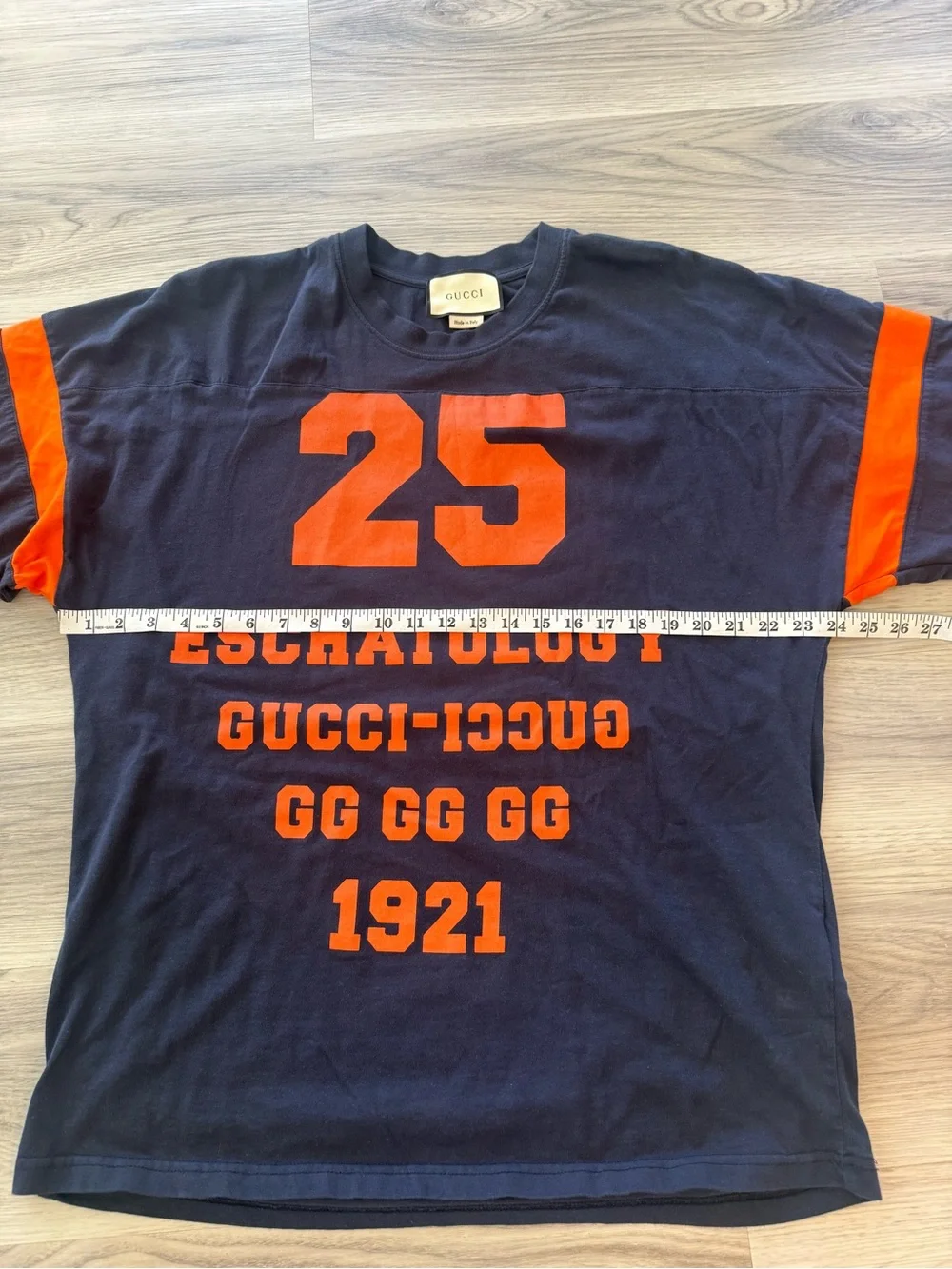 Gucci Navy and Orange '25 Eschatology' Short Sleeve Tee